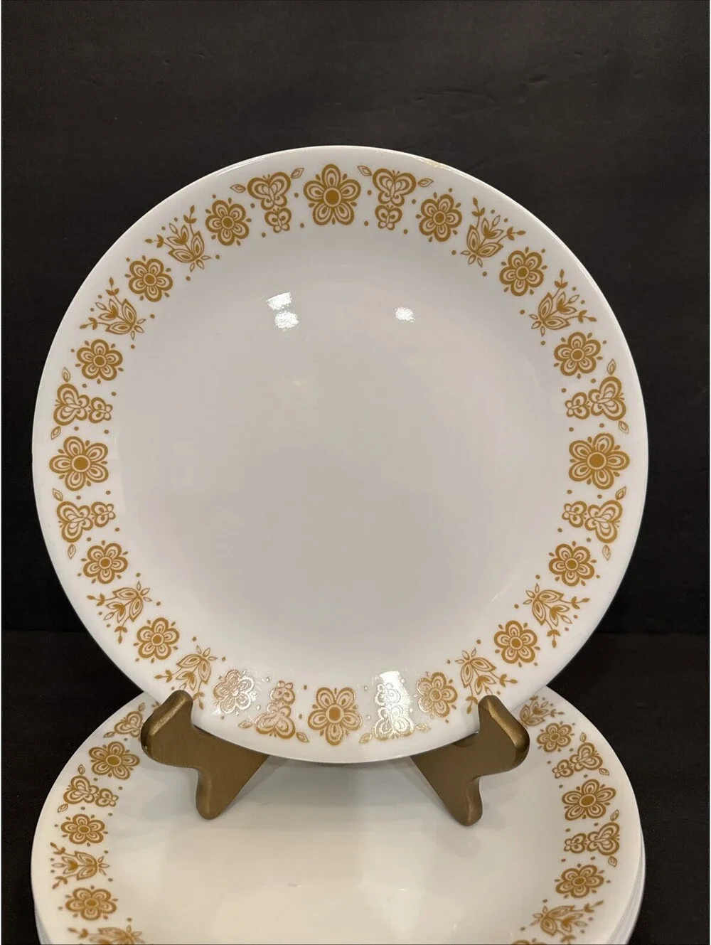 Vintage Corning Corelle Butterfly Gold Pattern Set Of 6 Dinner Plates 10.25” W